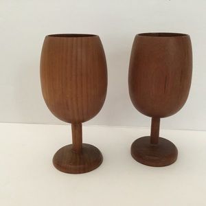 Wood goblets. Pair. Made in  Taiwan
